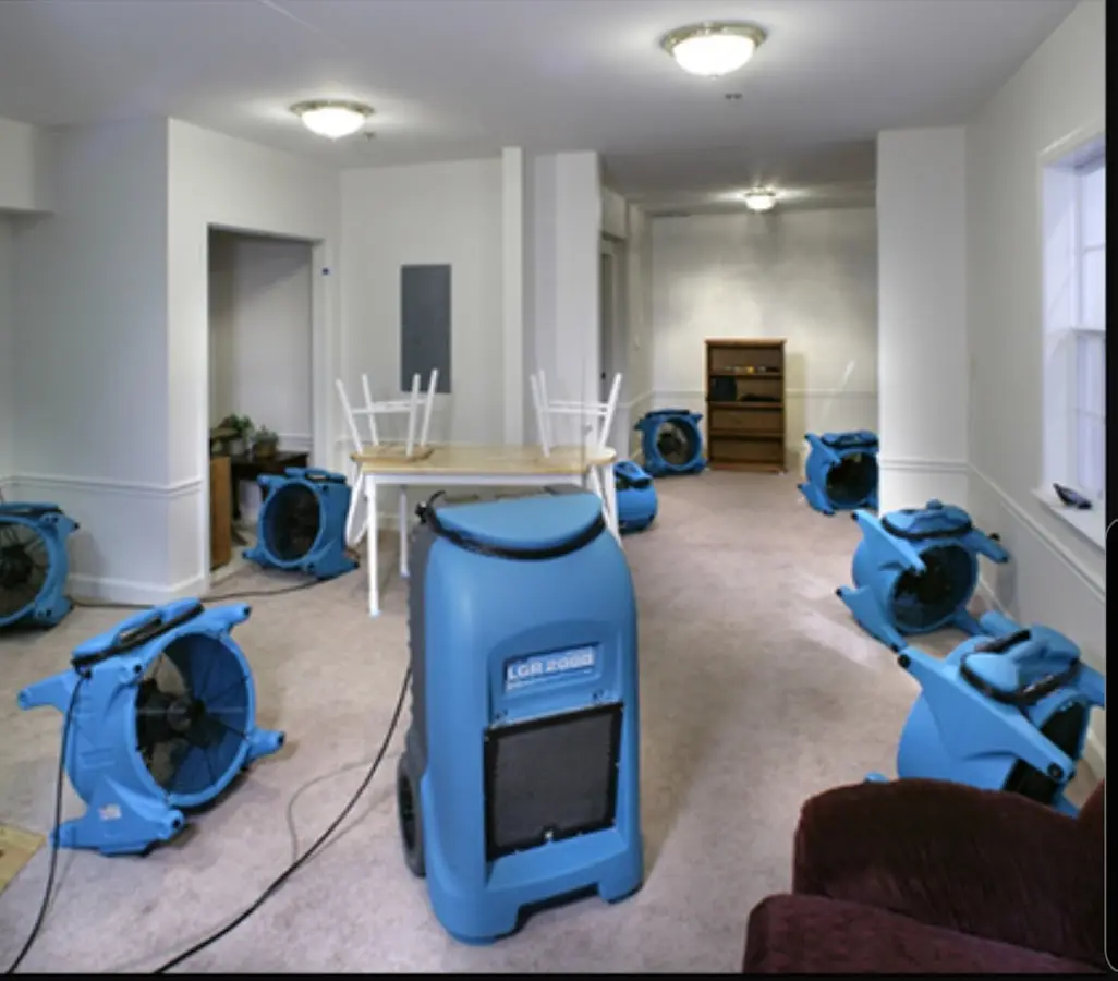 Air movers and dehumidifier setup for Water Extraction & Removal in Lago Vista